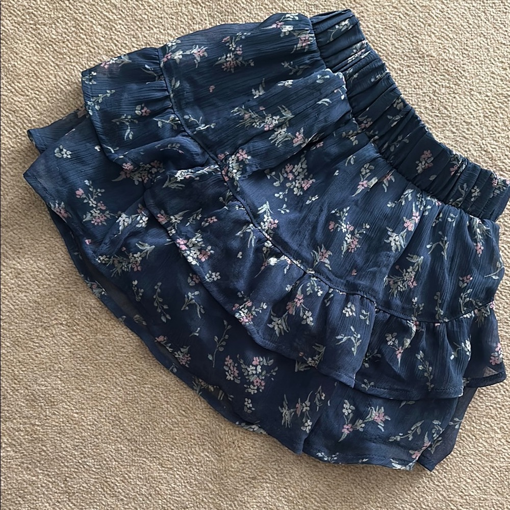 Floral Ruffle Skirt in Blue
